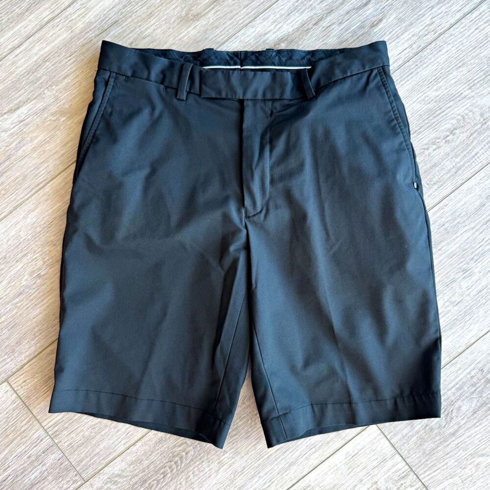RLX Ralph Lauren Men's Black Golf Shorts Flat Front 32W 10" Inseam Pockets